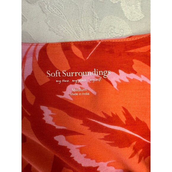 Soft Surroundings Med Tropical Palm Beaded Tunic Top Del Rio Orange resortwear - Picture 5 of 11